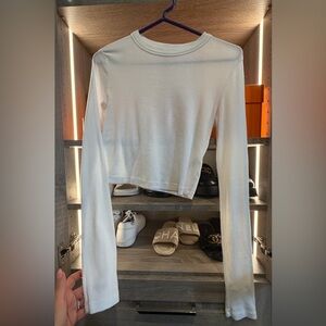 Cotton Citizen Verona white Long Sleeve crop Top